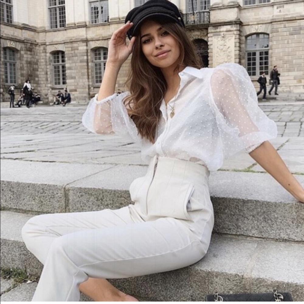 Zara Mesh White Blouse Sz L. Worn Once.